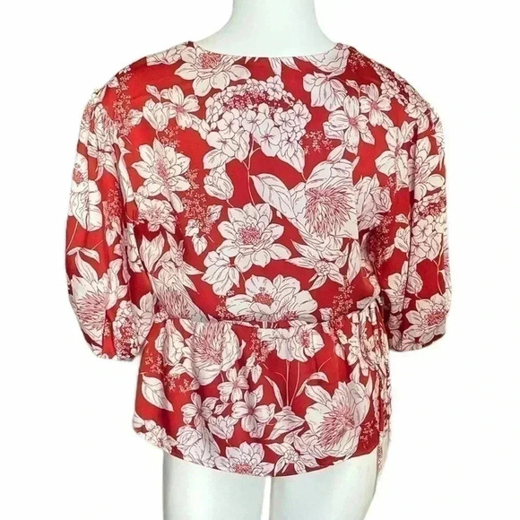 Rebecca Minkoff Mary Peplum  Wrap Top sz L - Picture 2 of 4